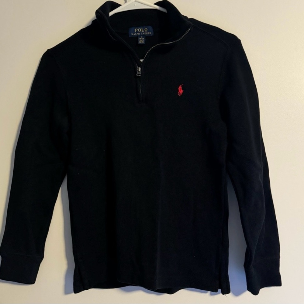 Boy’s Polo by Ralph Lauren Black Quarter Zip Sweater M 10-12 kids